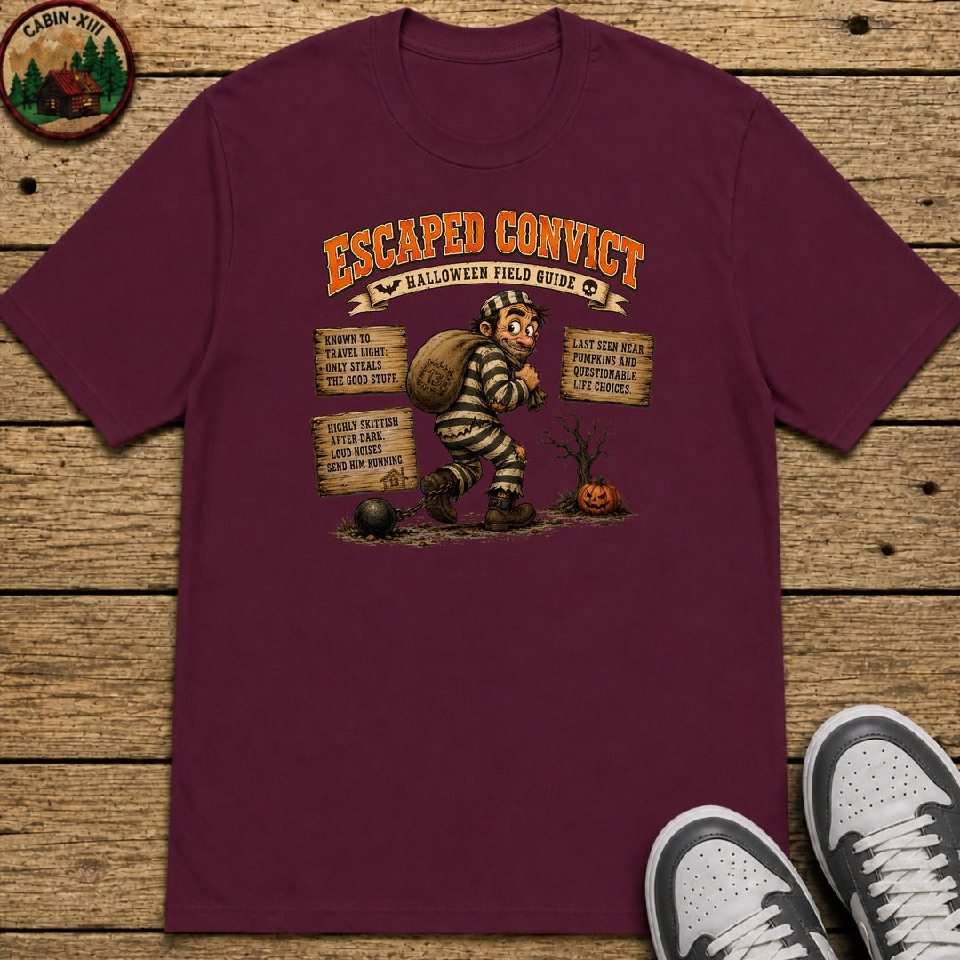 Escaped Convict Field Guide Kids T-Shirt - Maroon