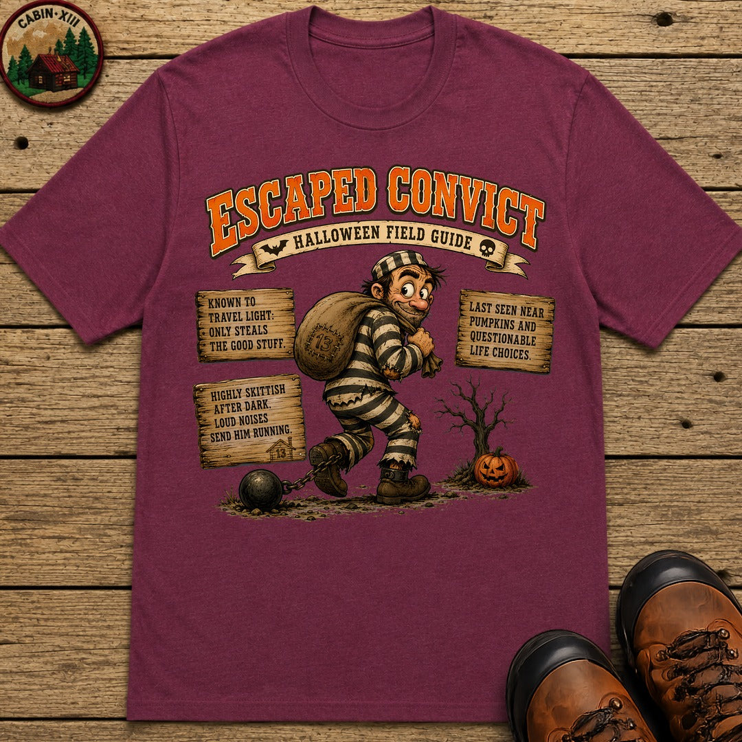 Escaped Convict Field Guide T-Shirt - Berry