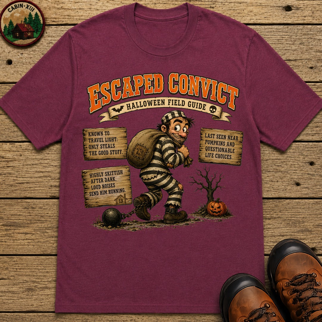 Escaped Convict Field Guide T Shirt - Berry