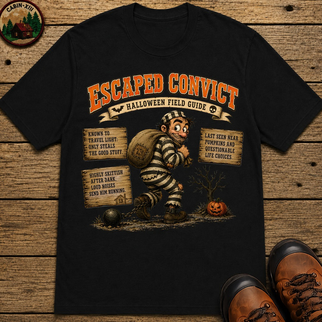 Escaped Convict Field Guide T Shirt - Black