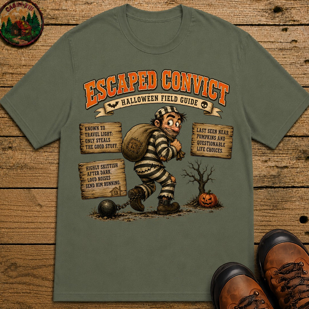Escaped Convict Field Guide T Shirt - Moss