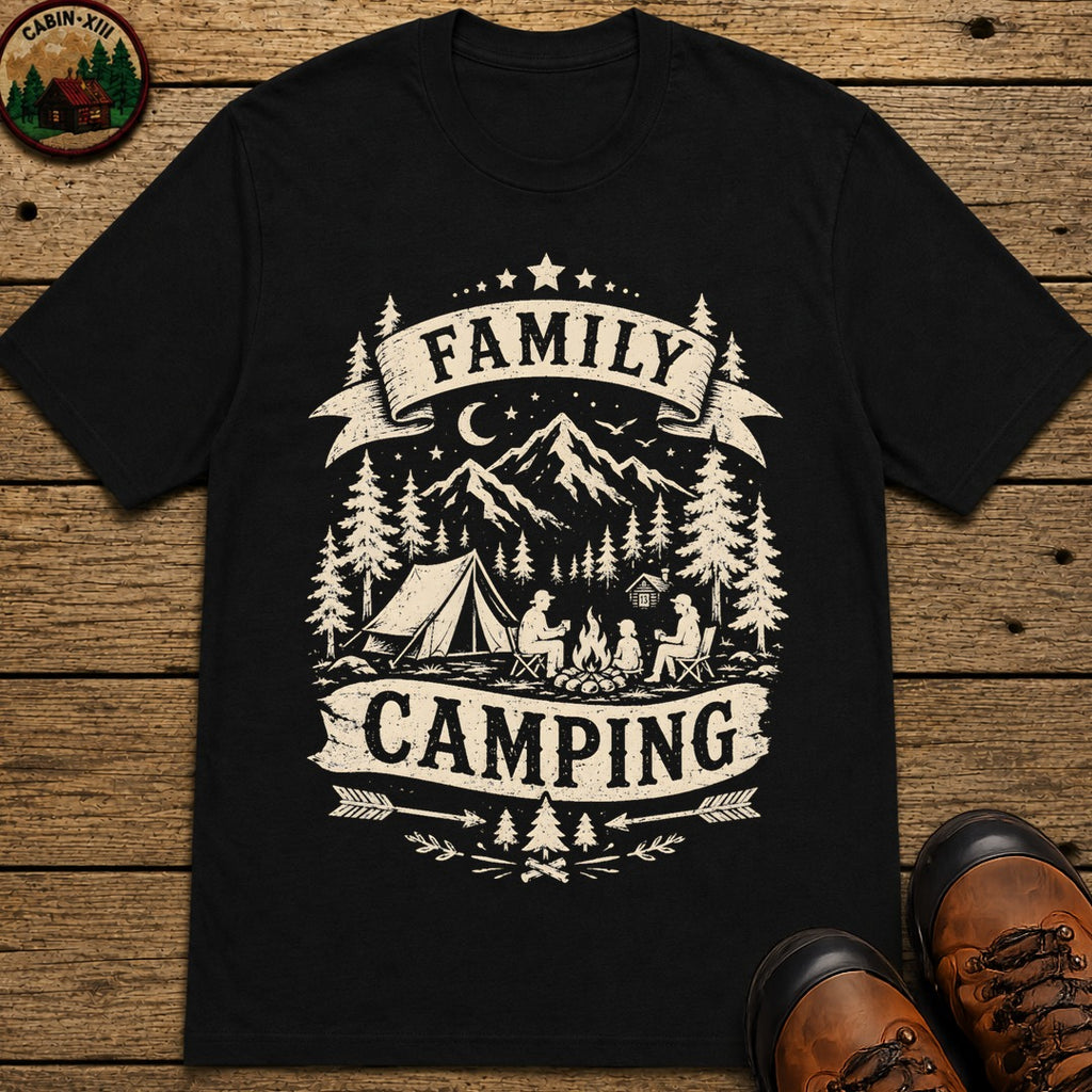 Family Camping T-Shirt - Black