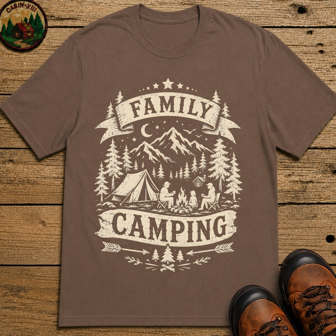 Family Camping T-Shirt - Espresso