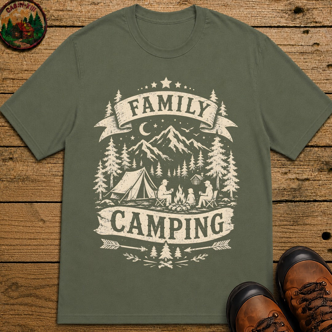 Family Camping T-Shirt - Moss