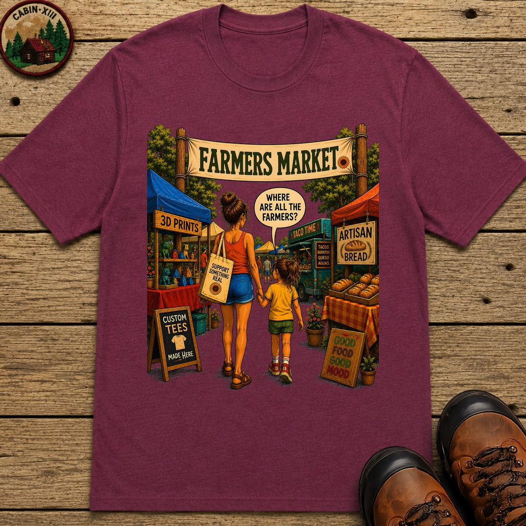 Farmers Market Where Are All the Farmers — Funny Outdoor Tee - Berry