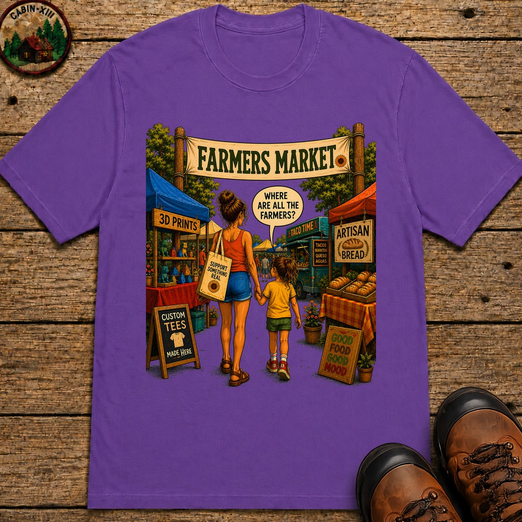 Farmers Market Where Are All the Farmers — Funny Outdoor Tee - Grape