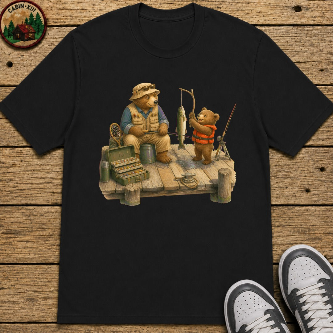 Father And Son Bear Kids T-Shirt - Black