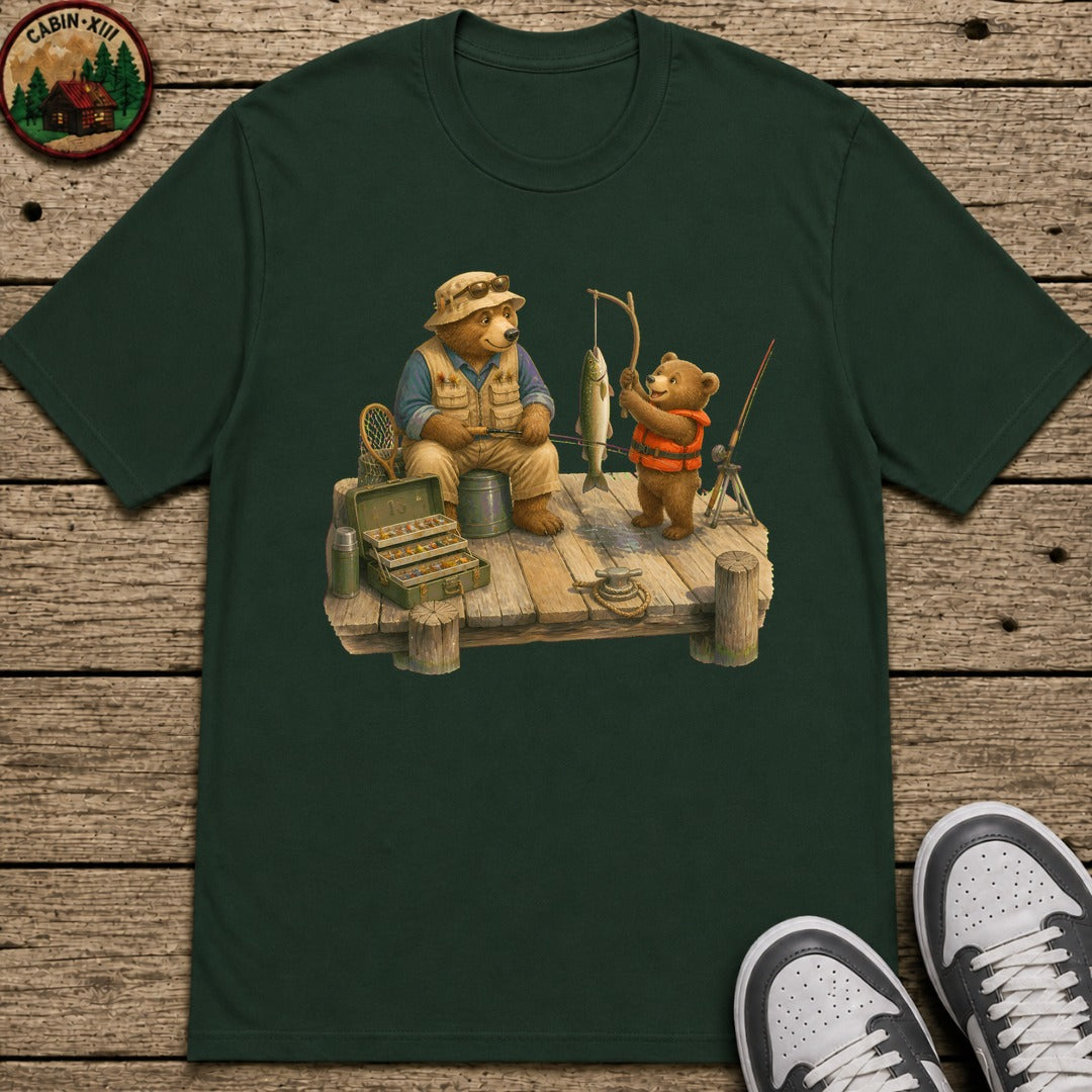 Father And Son Bear Kids T-Shirt - Forest Green