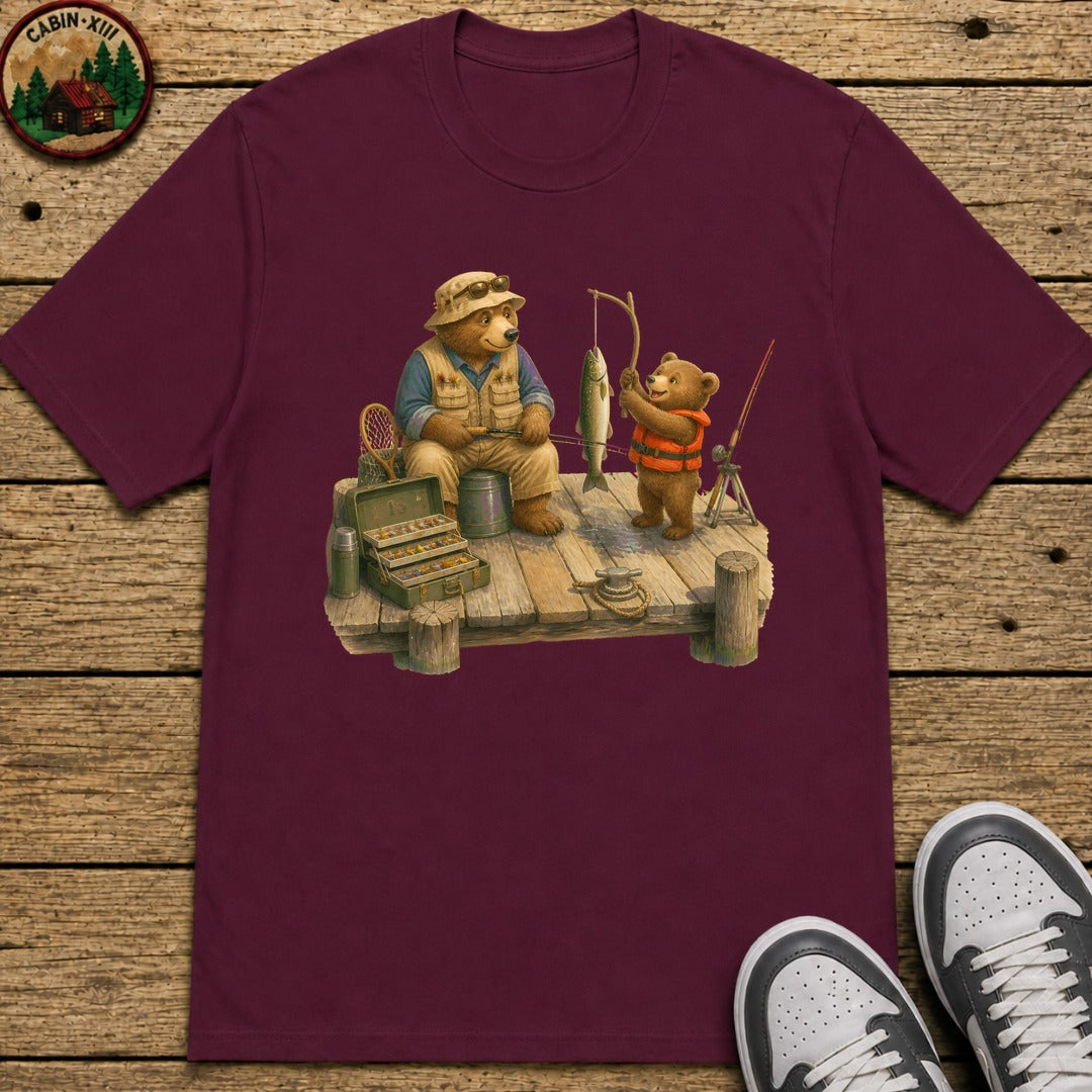 Father And Son Bear Kids T-Shirt - Maroon