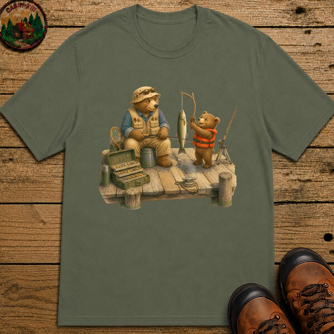 Father And Son Bear T-Shirt - Moss
