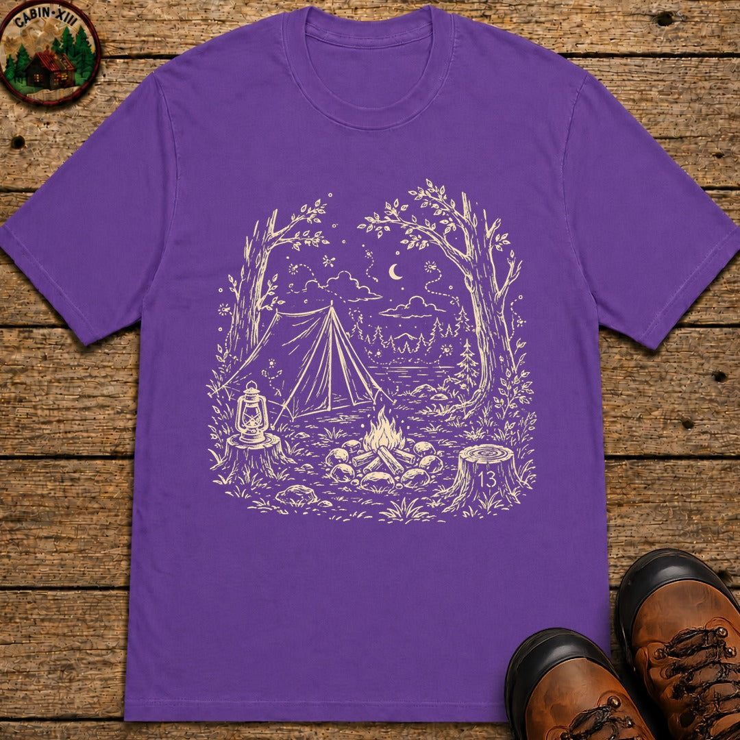 Firefly Campsite at Night T-Shirt - Grape