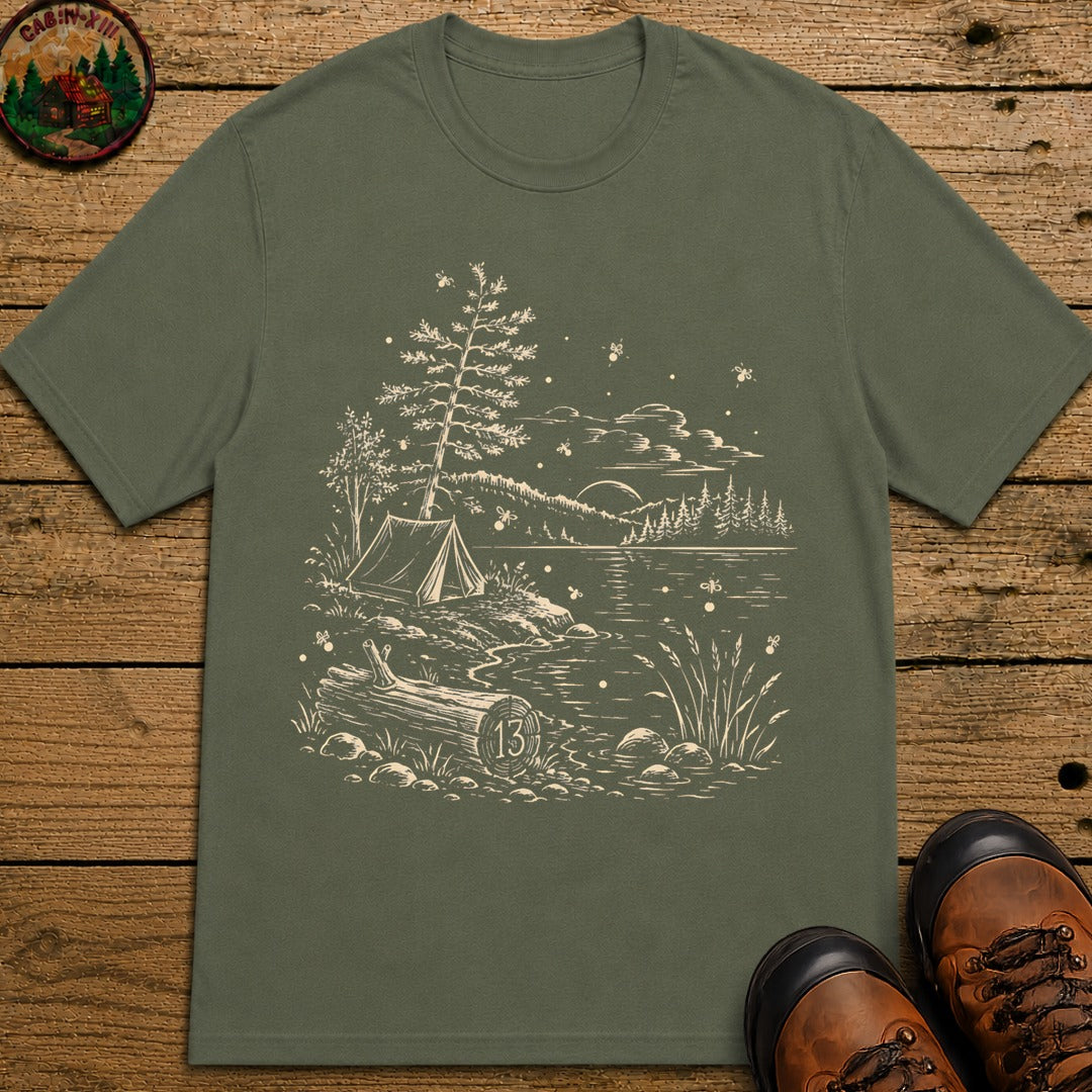 Firefly Lake Campsite T-Shirt - Moss