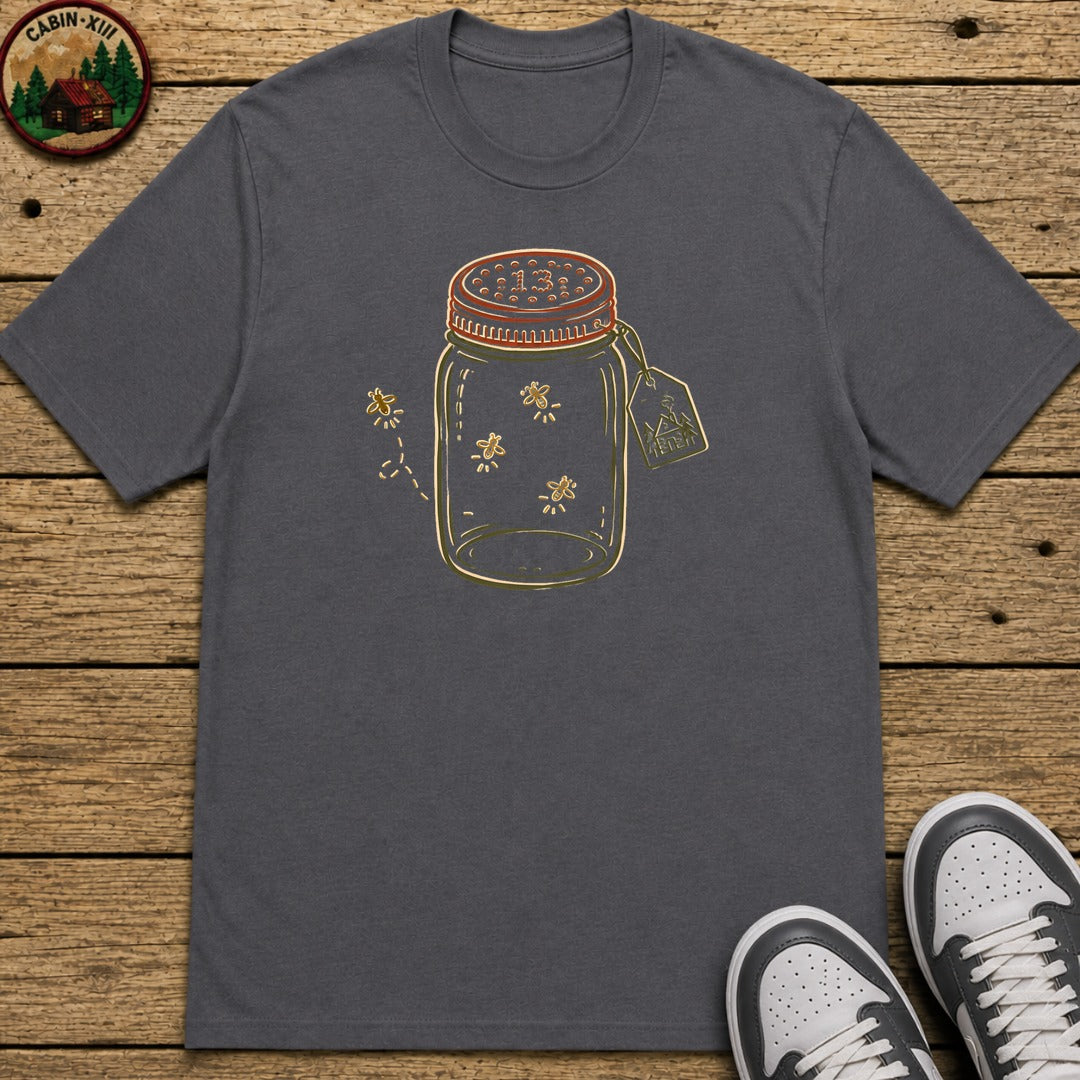 Firefly Lantern Line Art Kids T-Shirt - Charcoal