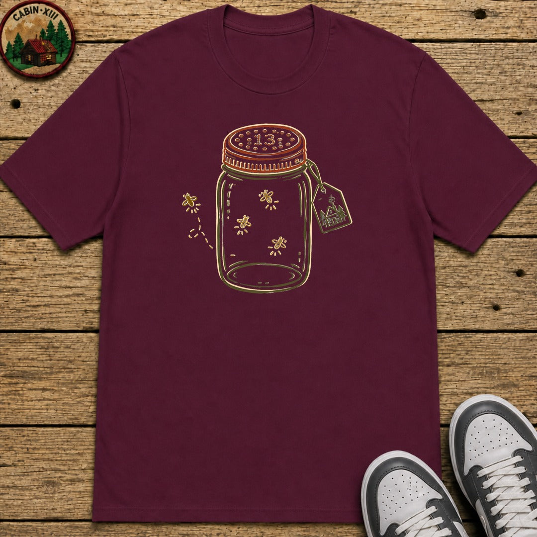 Firefly Lantern Line Art Kids T-Shirt - Maroon