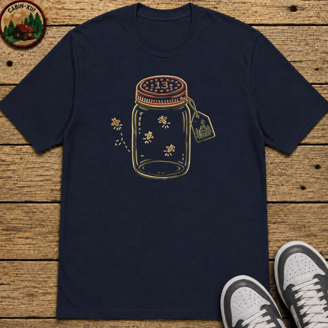 Firefly Lantern Line Art Kids T-Shirt - Navy