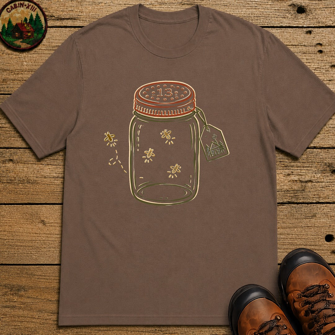 Firefly Lantern Line Art T-Shirt - Espresso