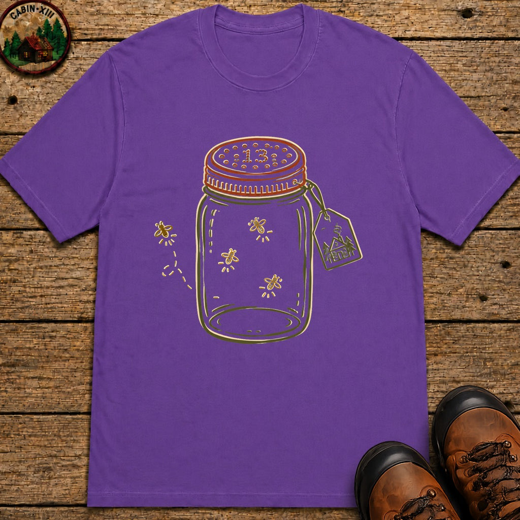 Firefly Lantern Line Art T-Shirt - Grape
