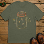 Firefly Lantern Line Art T-Shirt - Moss