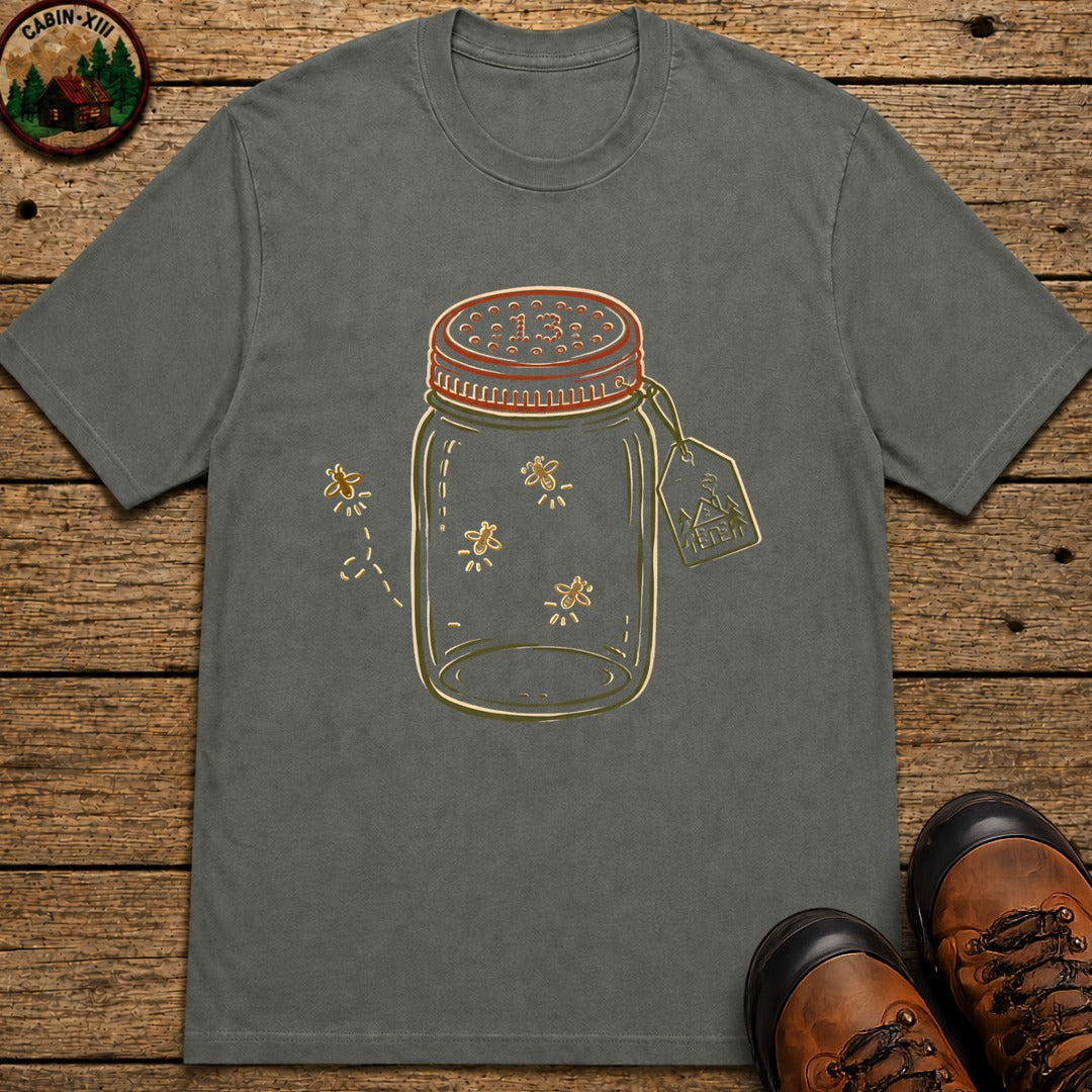 Firefly Lantern Line Art T-Shirt - Pepper
