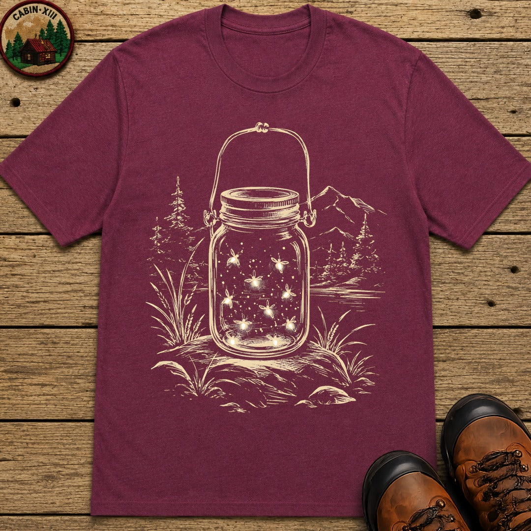 Firefly Lantern Sketch T-Shirt - Berry