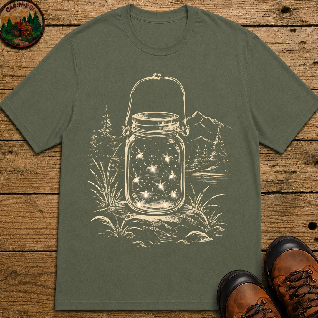 Firefly Lantern Sketch T-Shirt - Moss