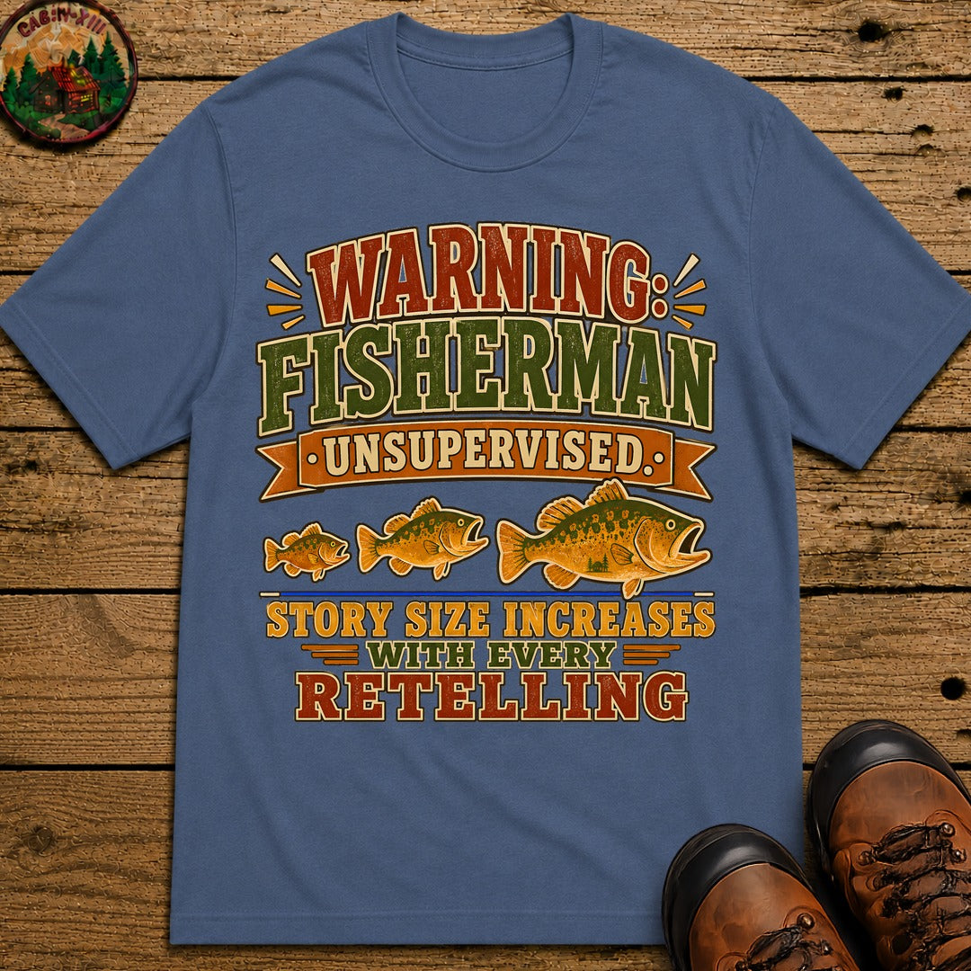 Fisherman Unsupervised T Shirt - Blue Jean