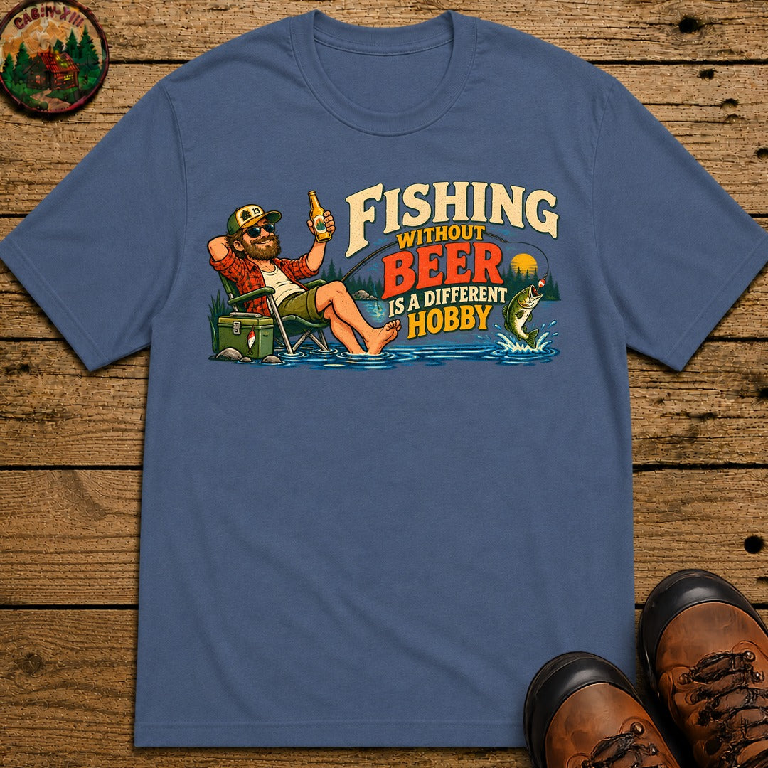 Fishing Without Beer Chest T-Shirt - Blue Jean