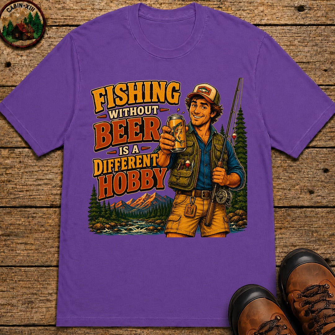 Fishing Without Beer Is a Different Hobby — Funny Fishing Tee - Grape