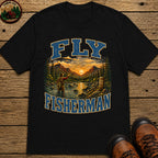 Fly Fisherman T-Shirt - Black