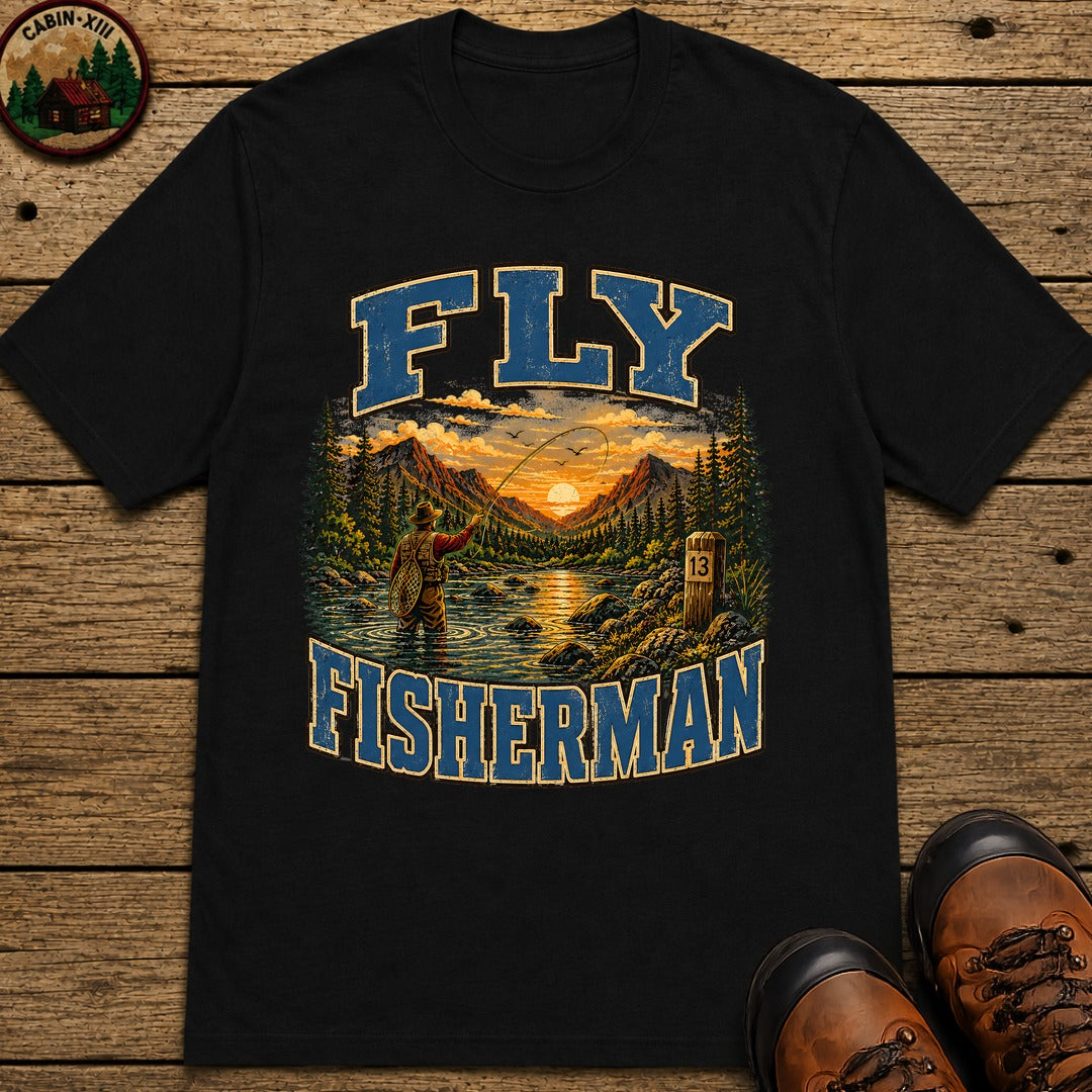 Fly Fisherman T-Shirt - Black