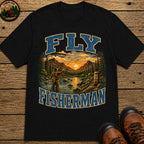 Fly Fisherman T-Shirt - Black