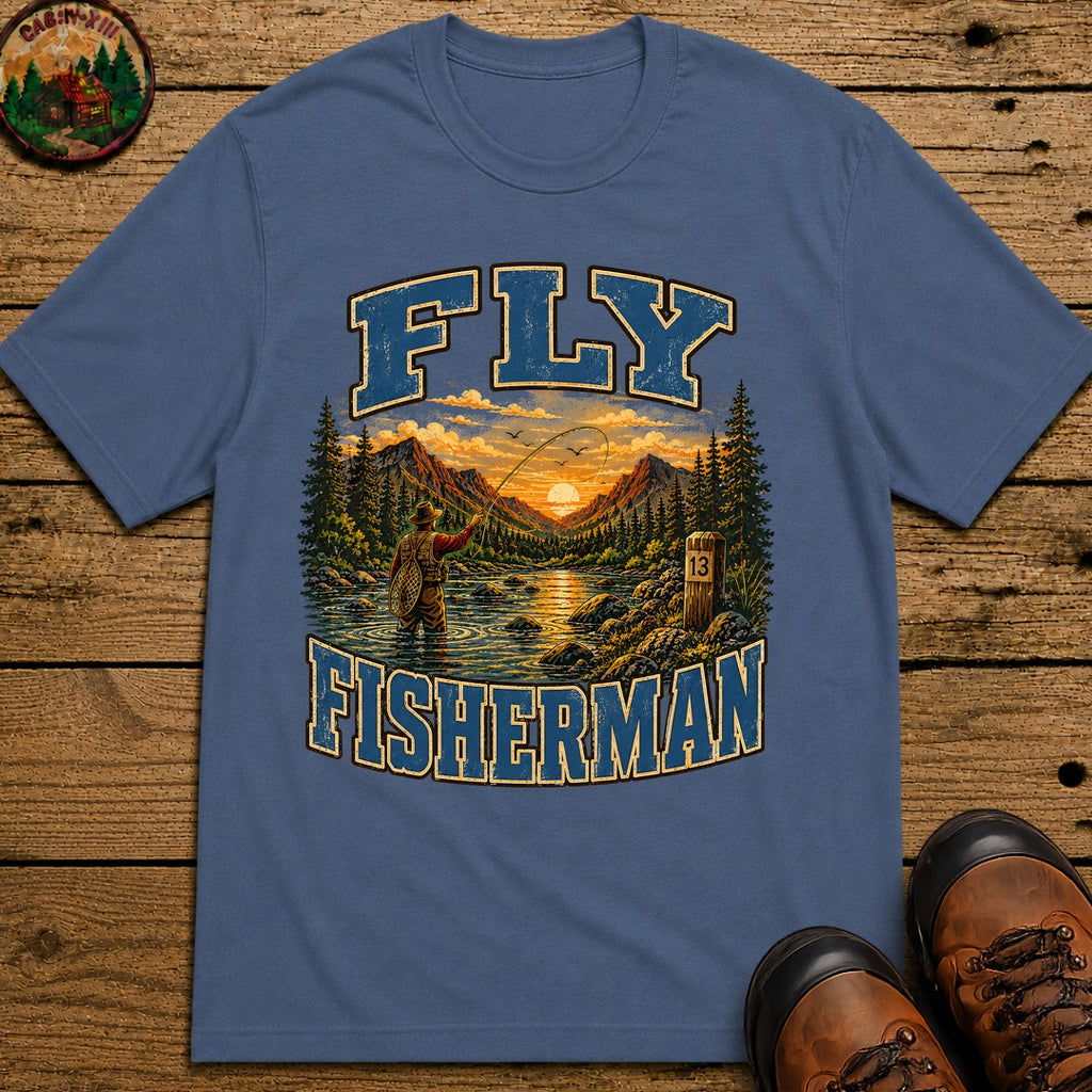 Fly Fisherman T-Shirt - Blue Jean