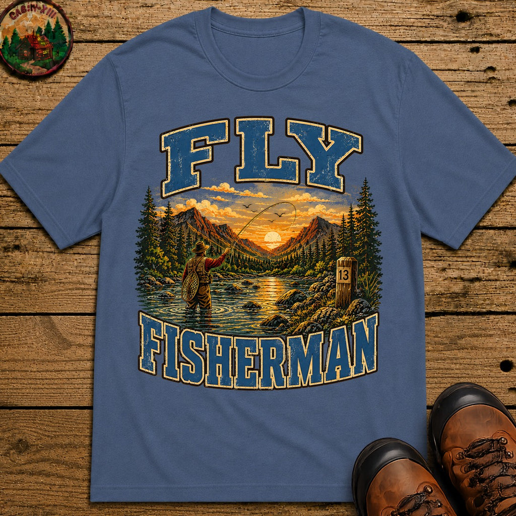 Fly Fisherman T-Shirt - Blue Jean