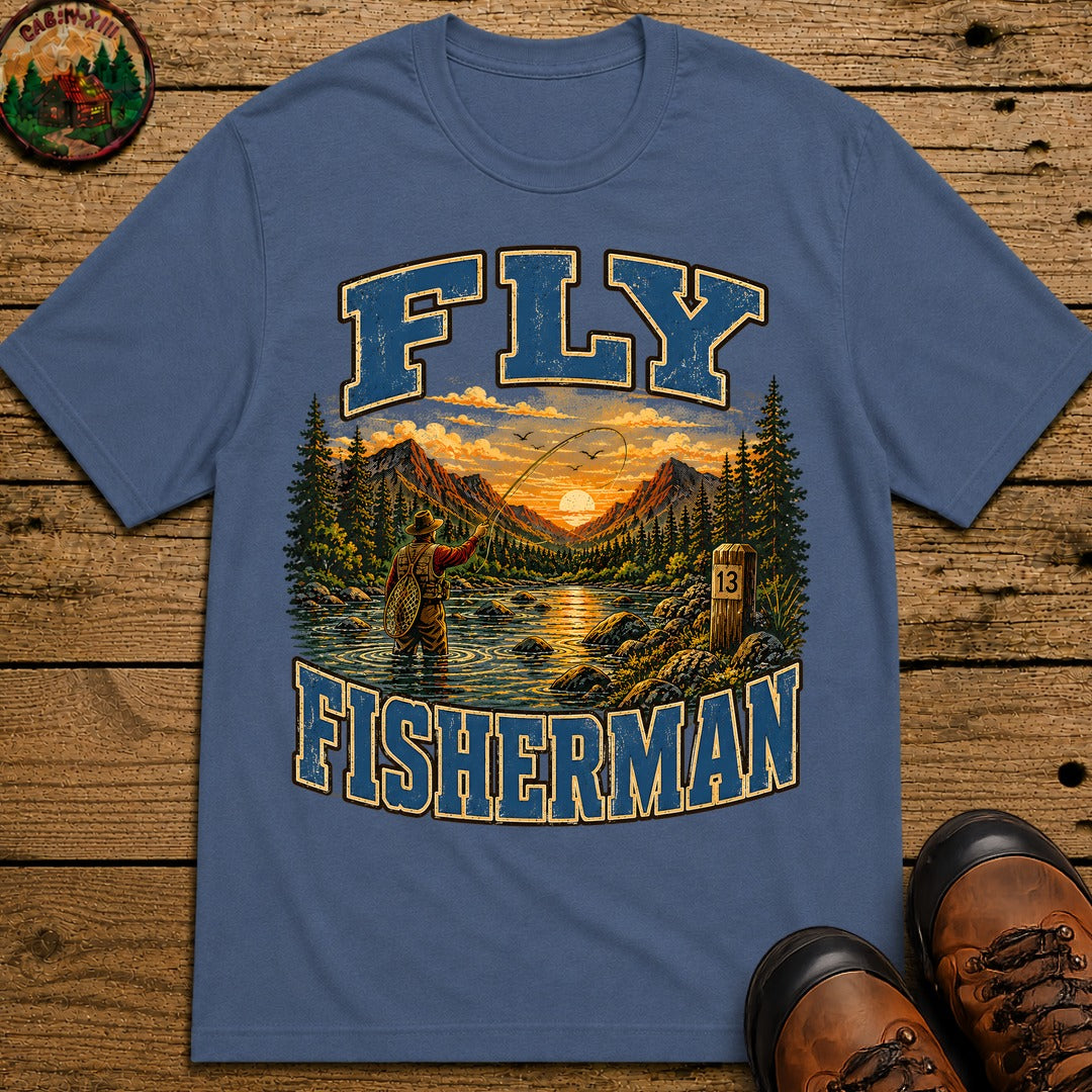 Fly Fisherman T-Shirt - Blue Jean