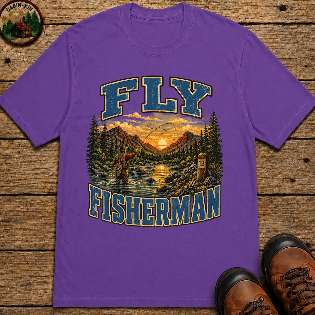 Fly Fisherman T-Shirt - Grape