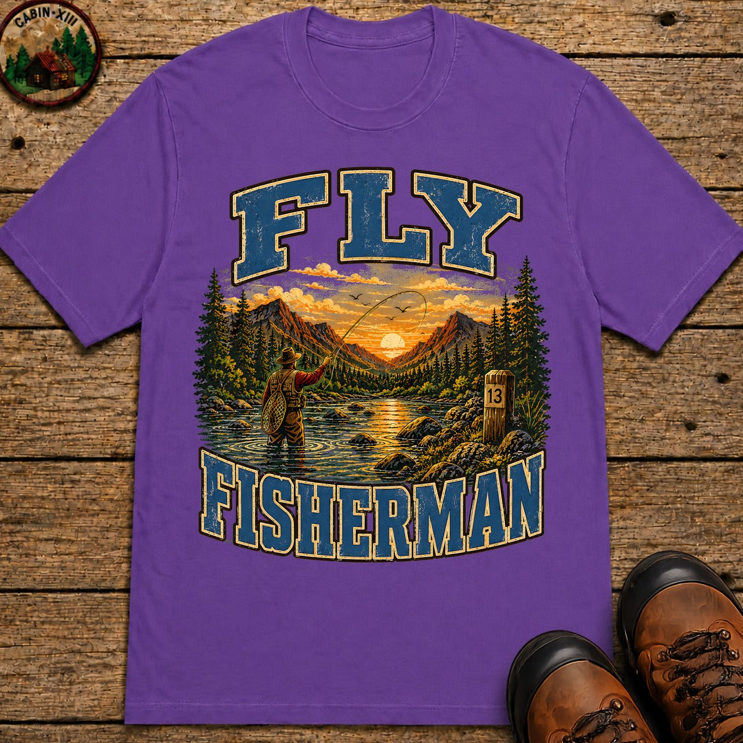 Fly Fisherman T-Shirt - Grape
