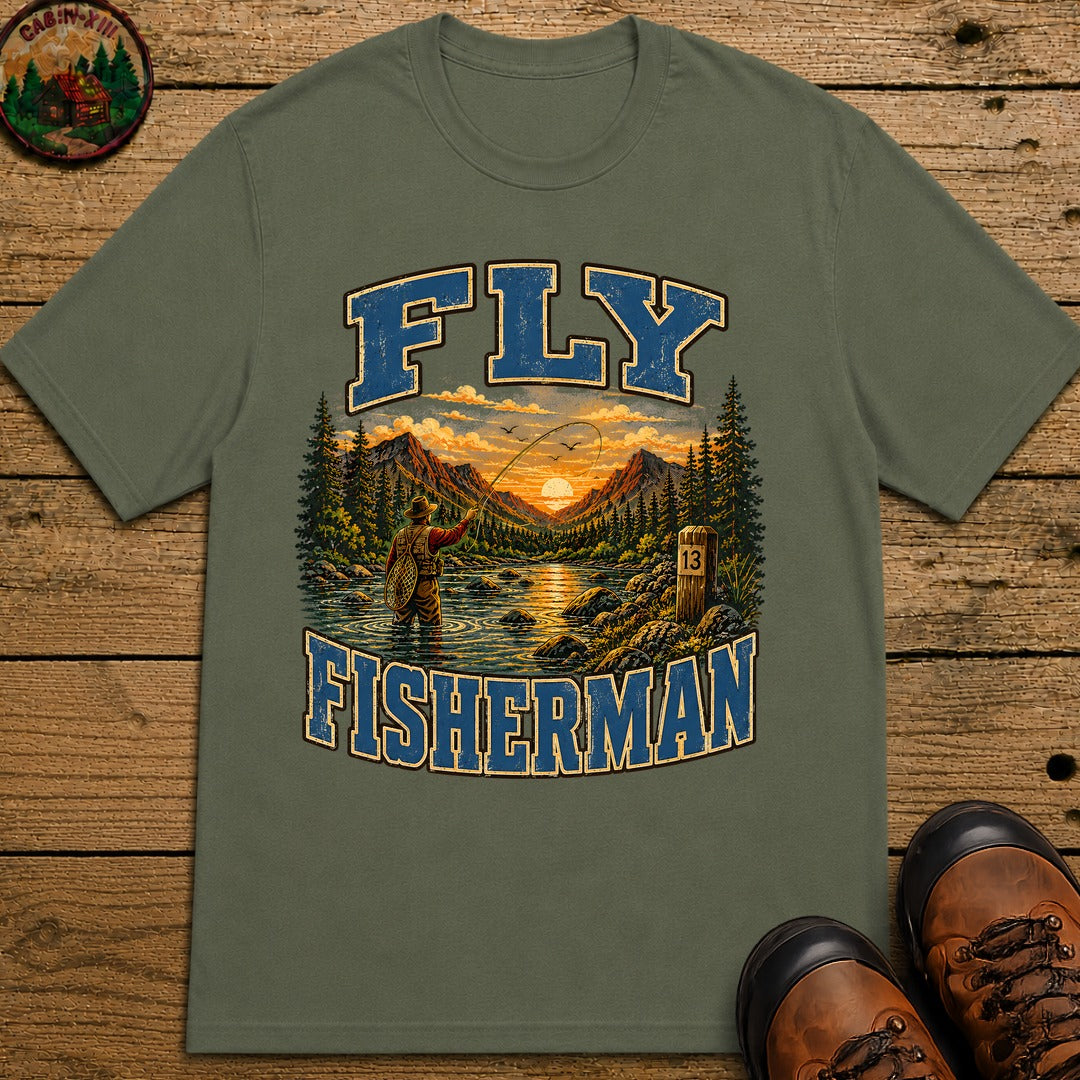 Fly Fisherman T-Shirt - Moss
