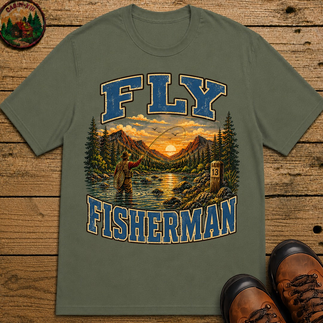 Fly Fisherman T-Shirt - Moss