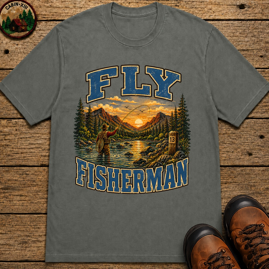 Fly Fisherman T-Shirt - Pepper