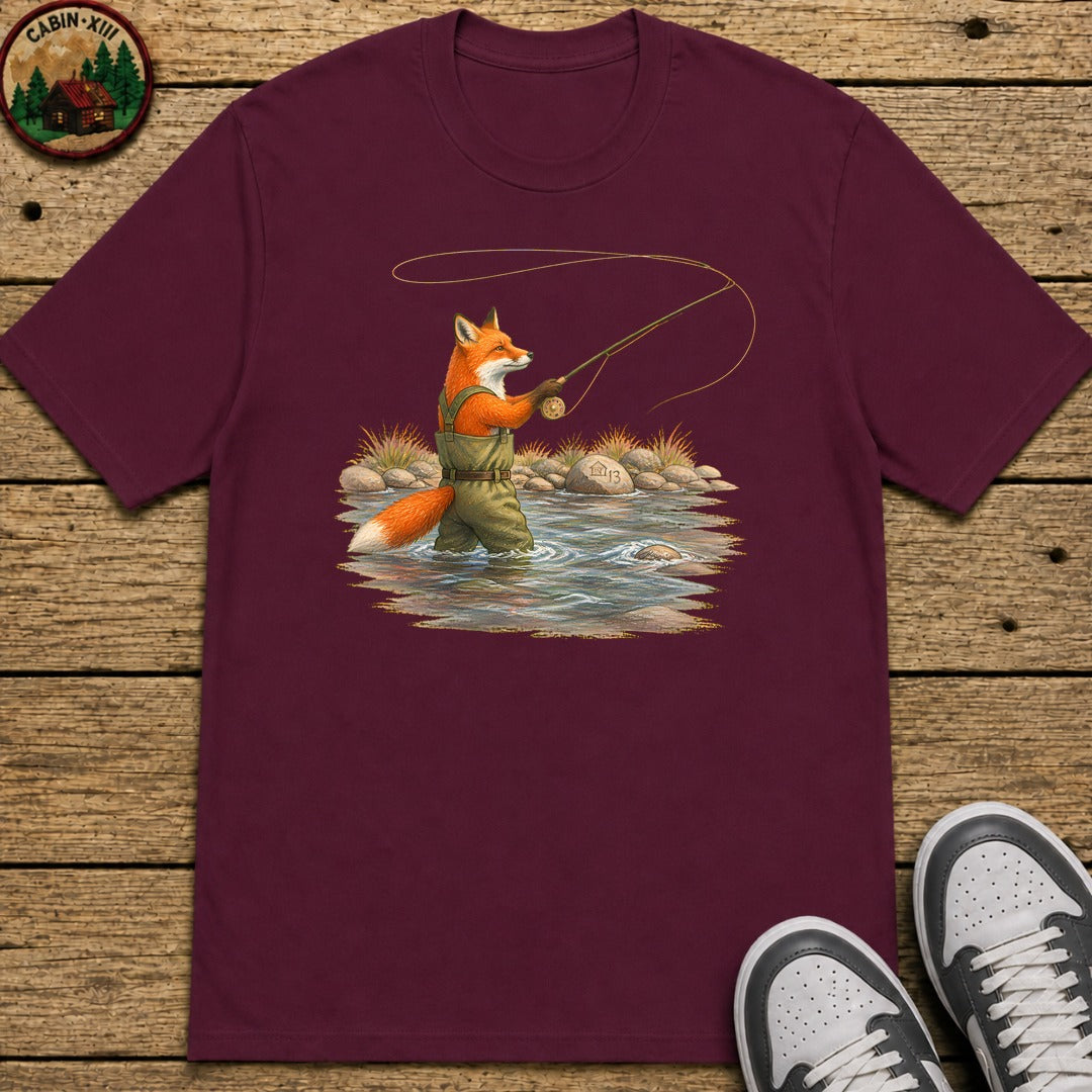 Fox In Waders Kids T-Shirt - Maroon