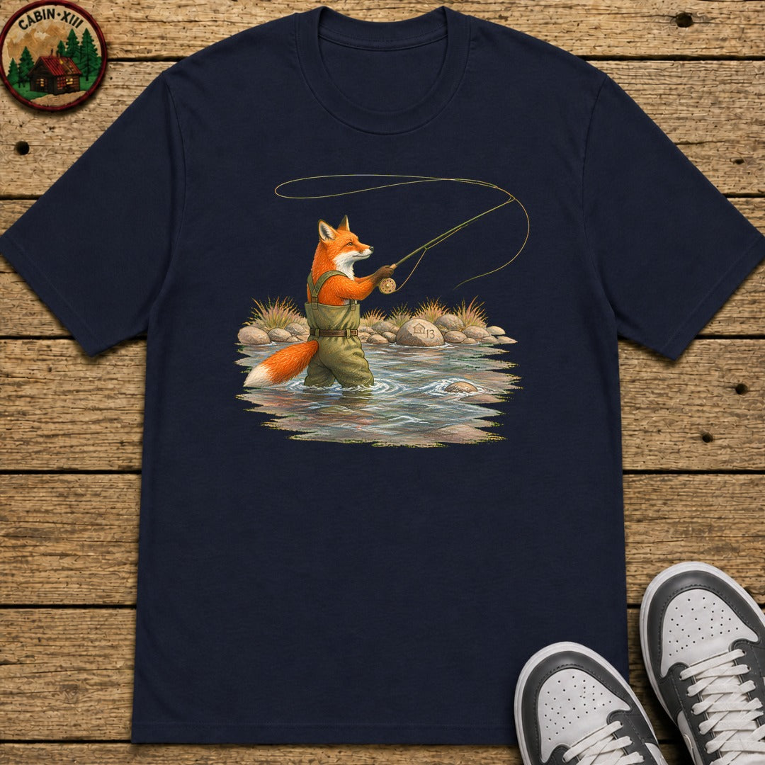 Fox In Waders Kids T-Shirt - Navy