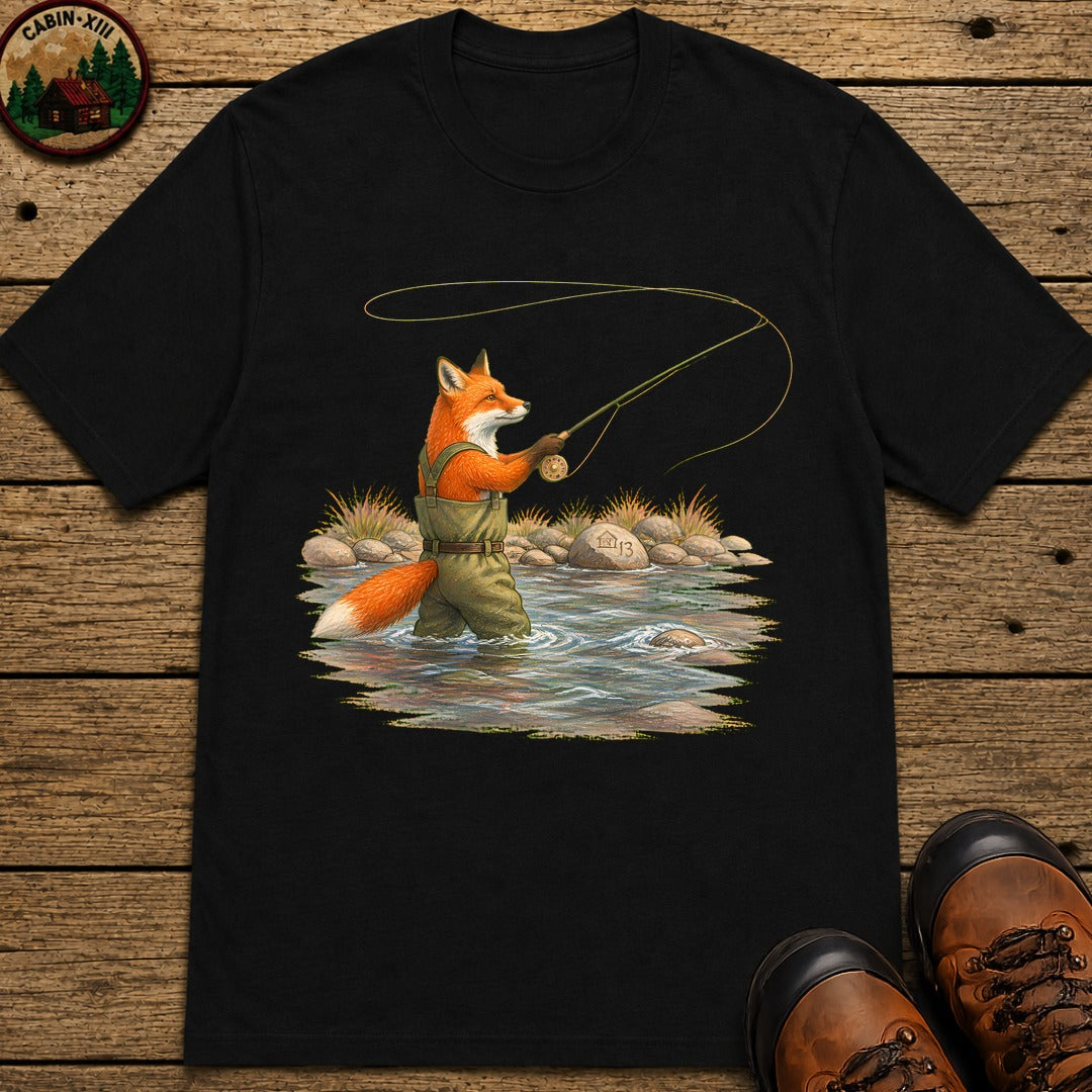 Fox In Waders T-Shirt - Black