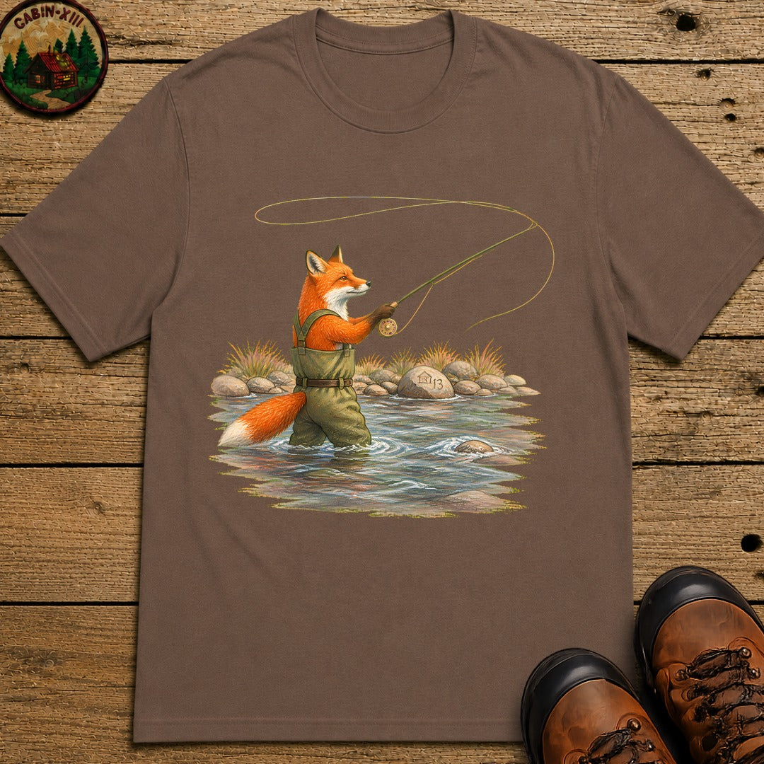 Fox In Waders T-Shirt - Espresso