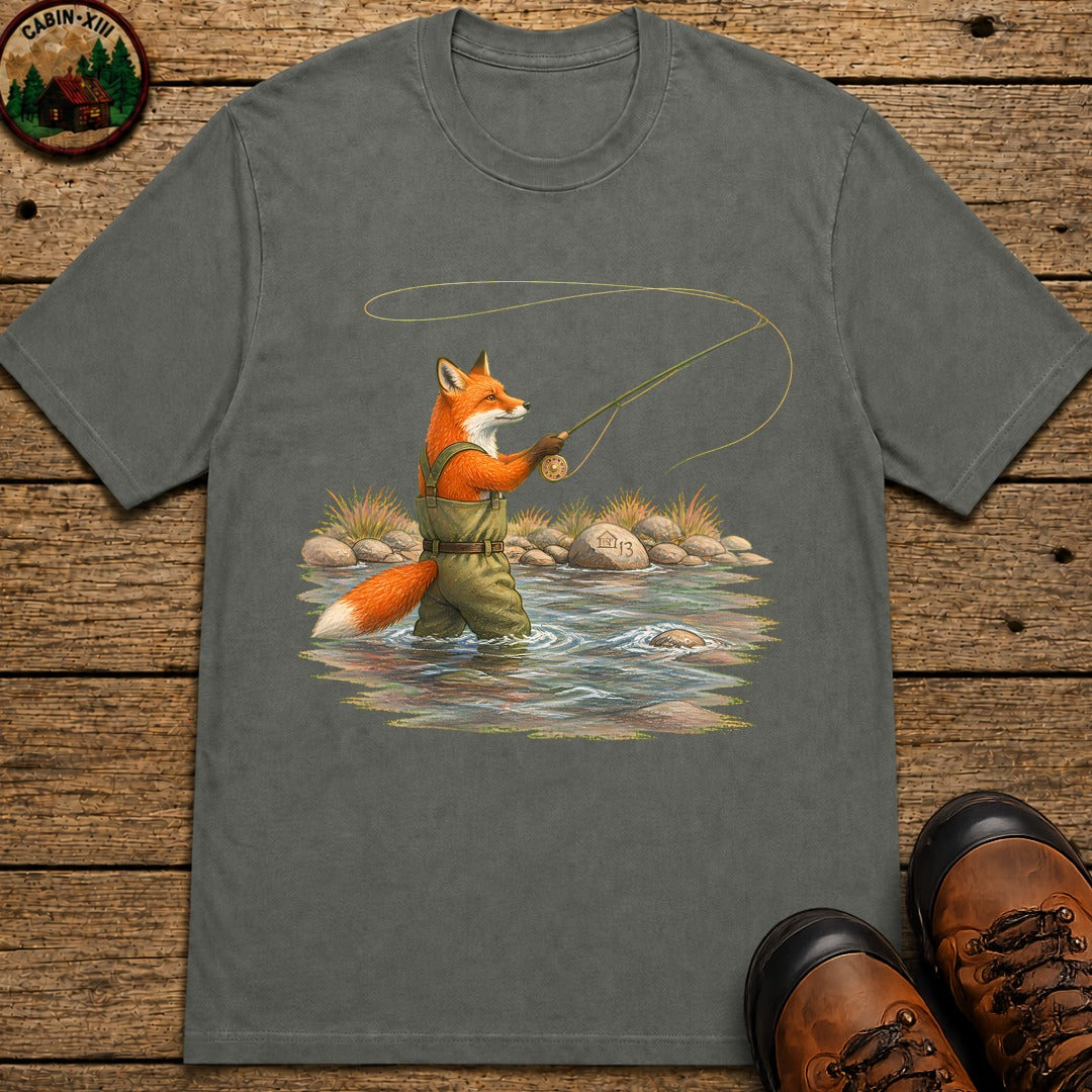 Fox In Waders T-Shirt - Pepper