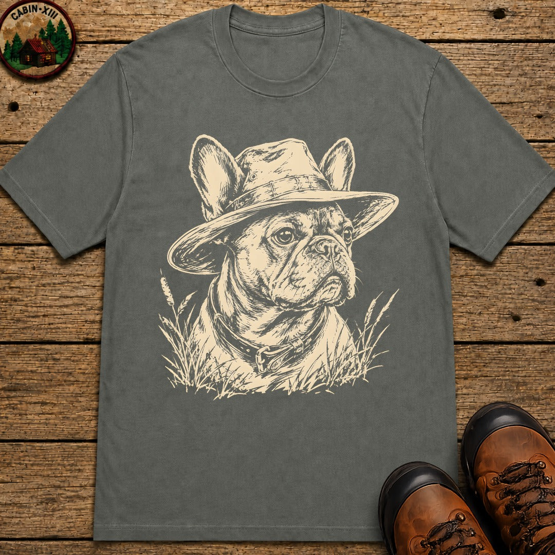 French Bulldog in a Hat — Vintage Sketch Dog Tee - Pepper