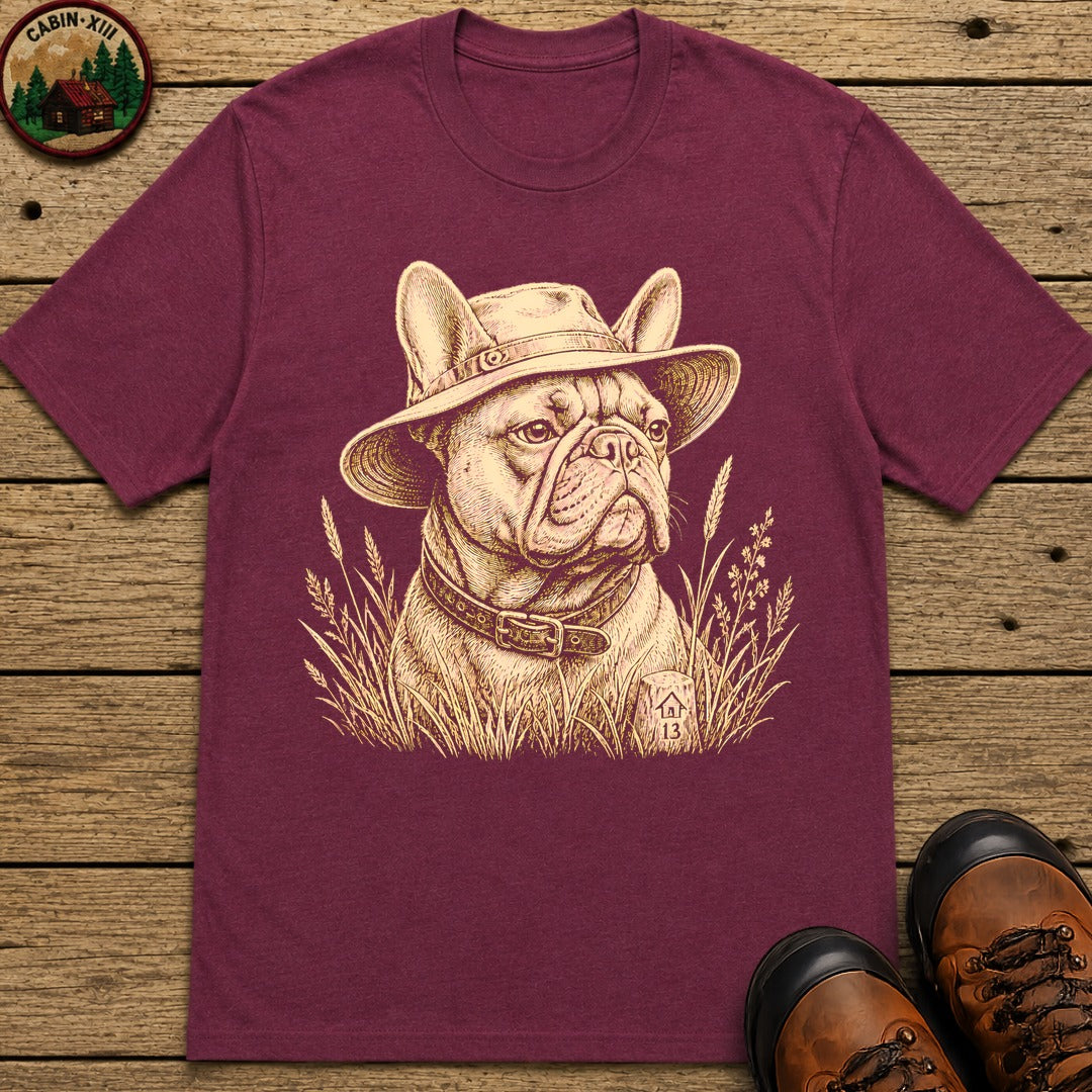 Frenchie In A Hat T-Shirt - Berry