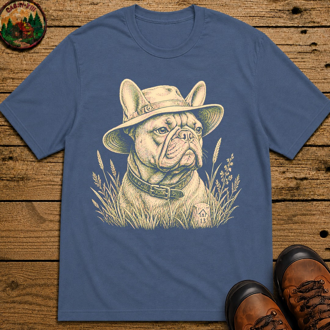 Frenchie In A Hat T-Shirt - Blue Jean