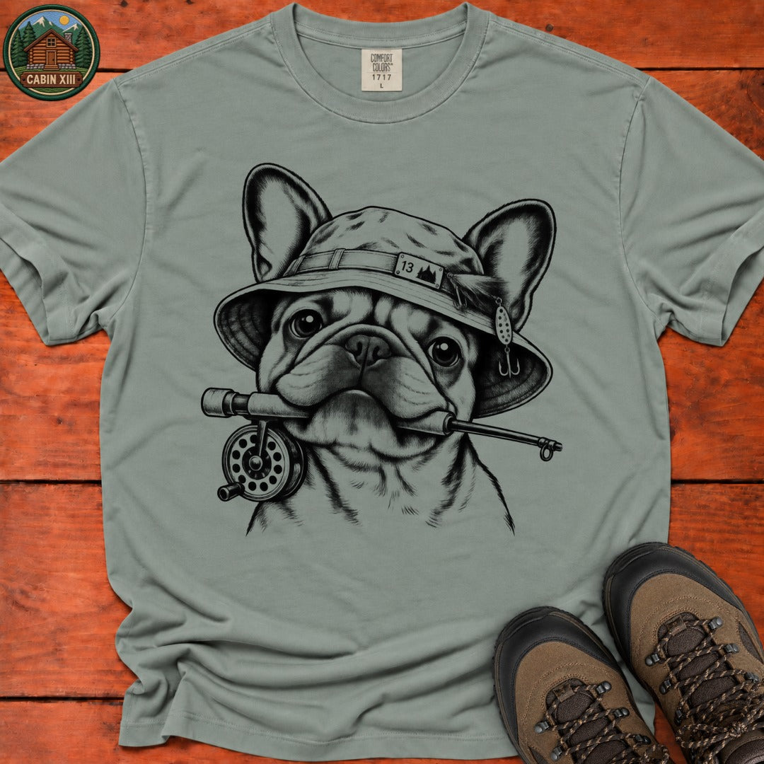 Frenchie In Fishing Hat T-Shirt - Bay