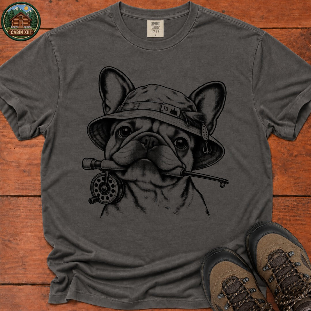 Frenchie In Fishing Hat T-Shirt - Pepper