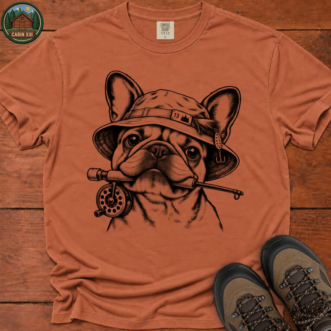 Frenchie In Fishing Hat T-Shirt - Yam